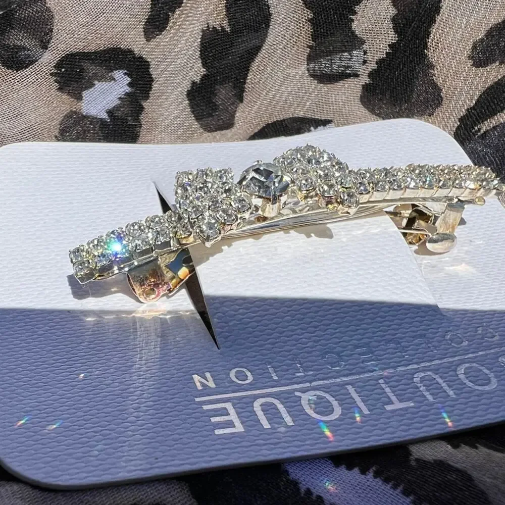Sparkling Crystal Rhinestone Shimmering Retro Vintage Hair Clip Deadstock NEW